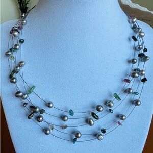 Elegant Multi-Color Pearl & Stone Necklace
